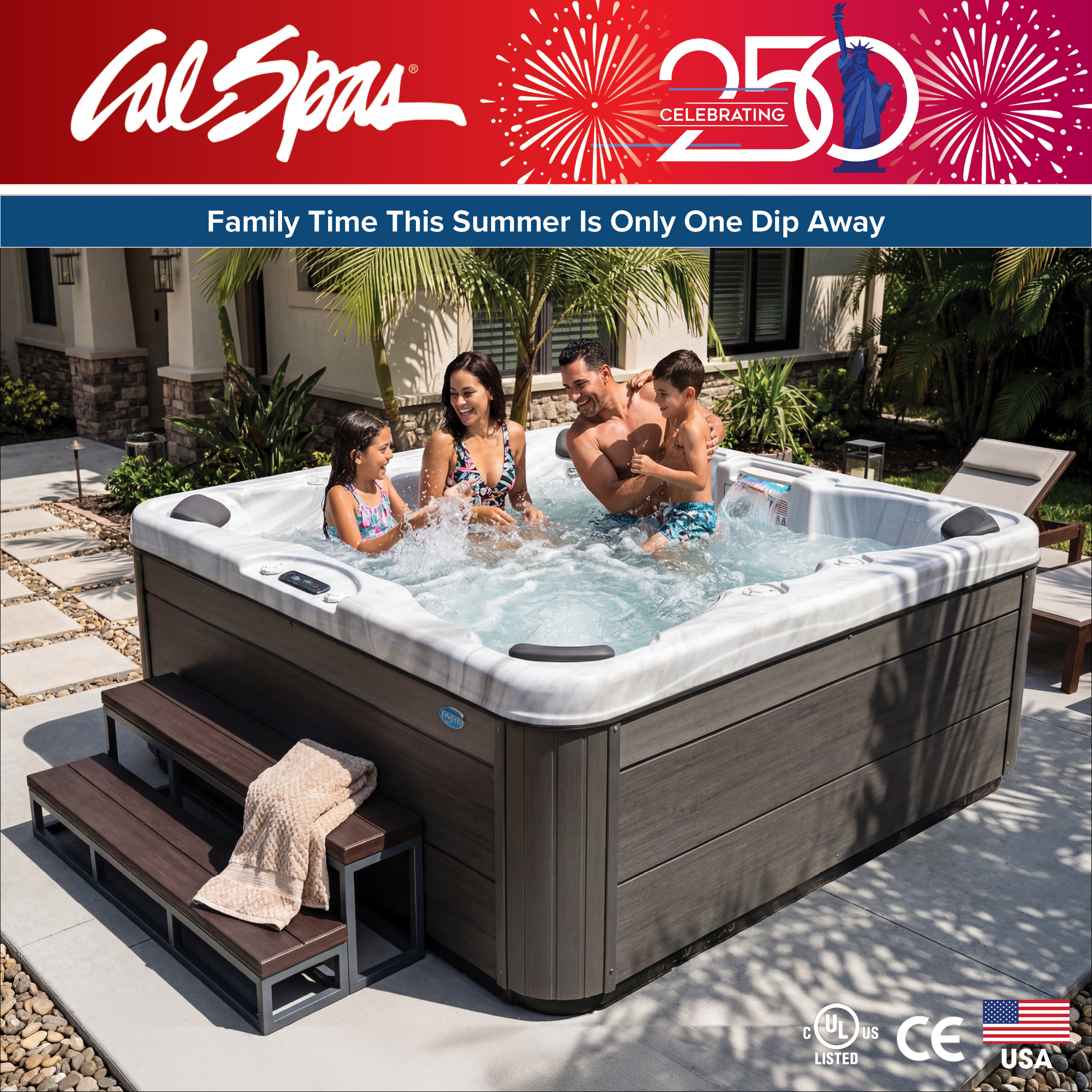 Calspas hot tub being used in a family setting - Lincoln